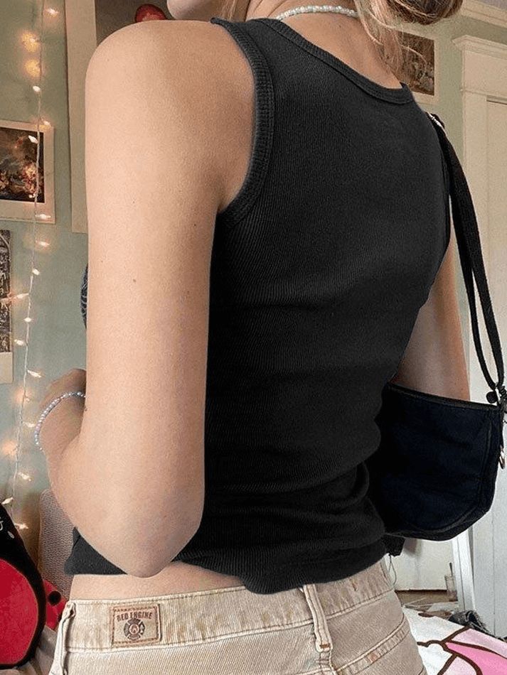 Heart Rhinestone Rib Crop Tank Top sold by Streetwear Society product image thumbnail 3