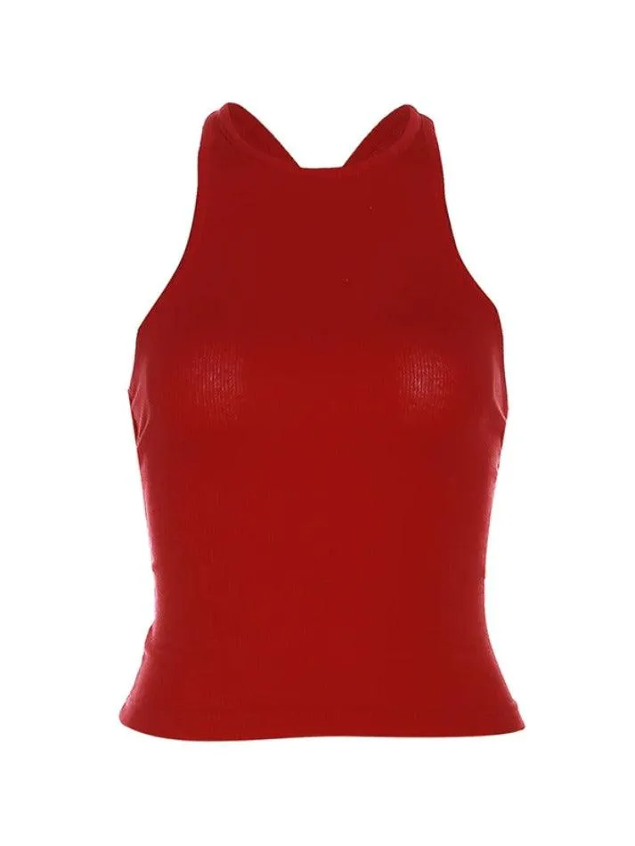 Solid Color Backless Cropped Tank Top sold by Streetwear Society product image thumbnail 5