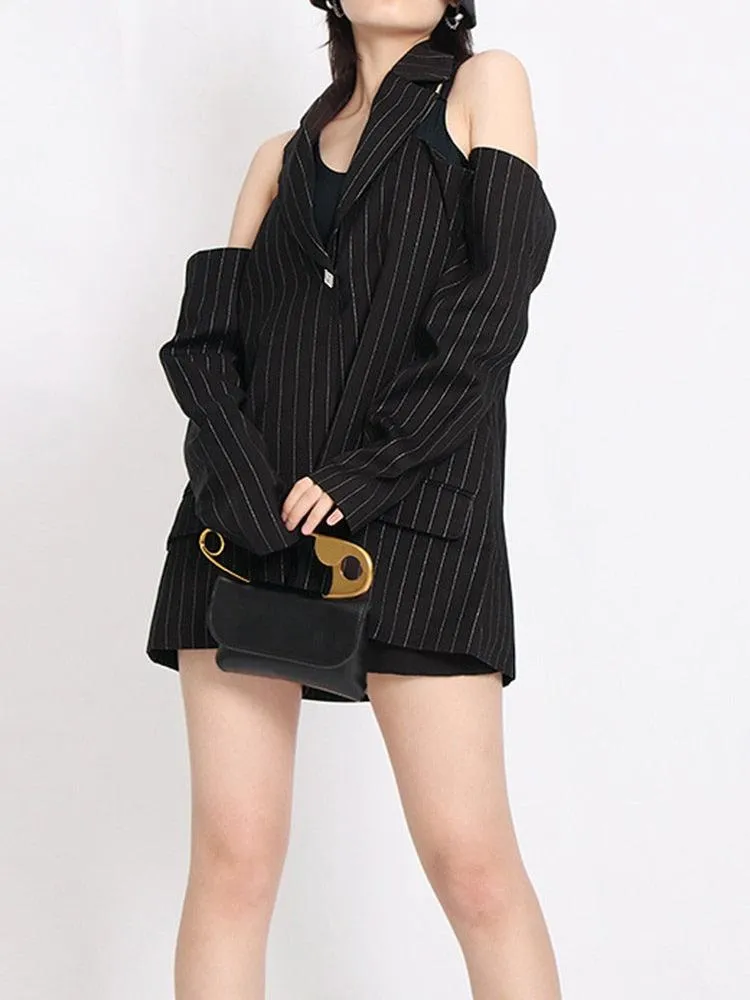 Cut-Out Striped Blazer sold by Streetwear Society