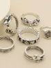 Vintage skull ring 6pcs sold by Streetwear Society