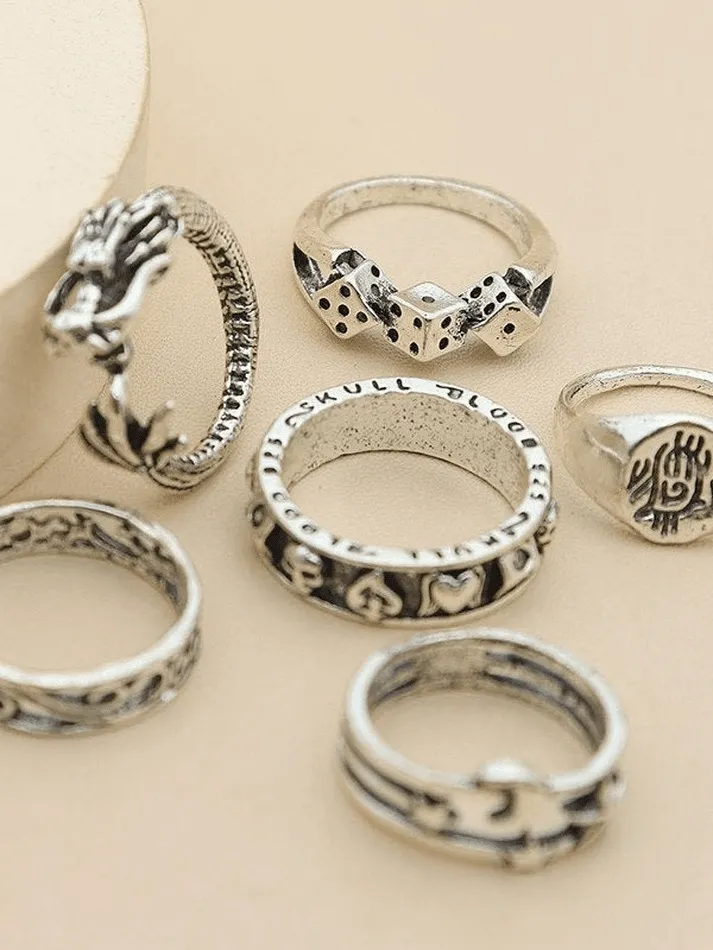 Vintage skull ring 6pcs sold by Streetwear Society product image thumbnail 3