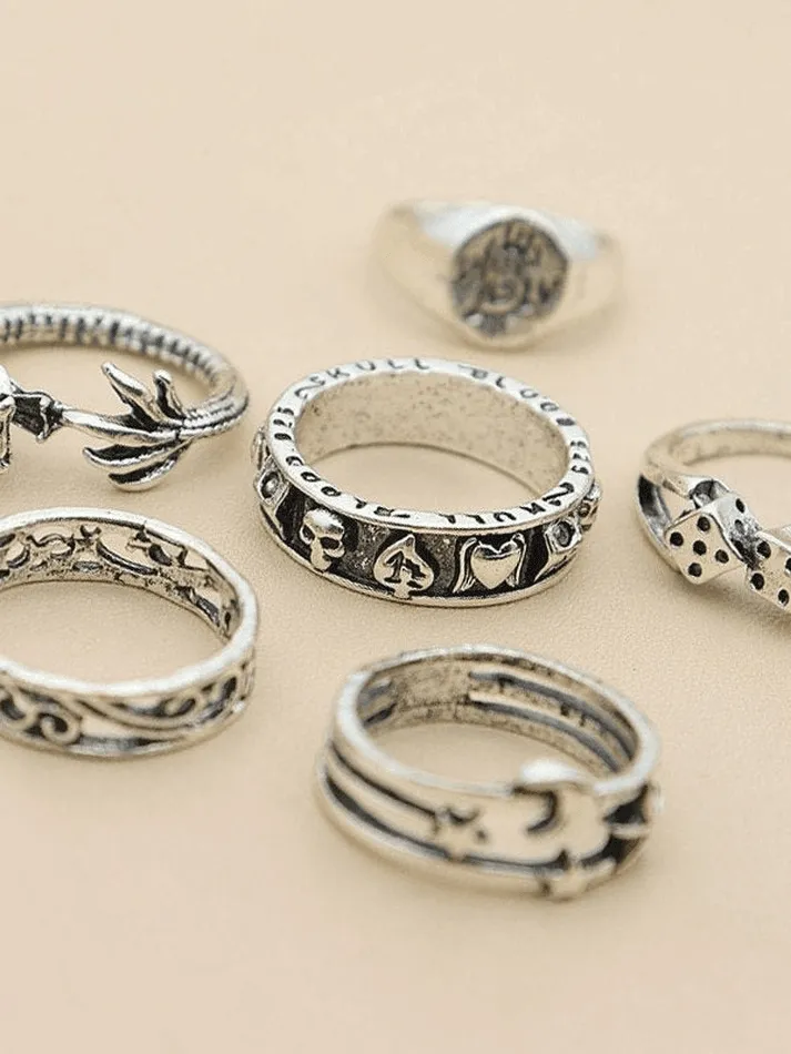 Vintage skull ring 6pcs sold by Streetwear Society product image thumbnail 2