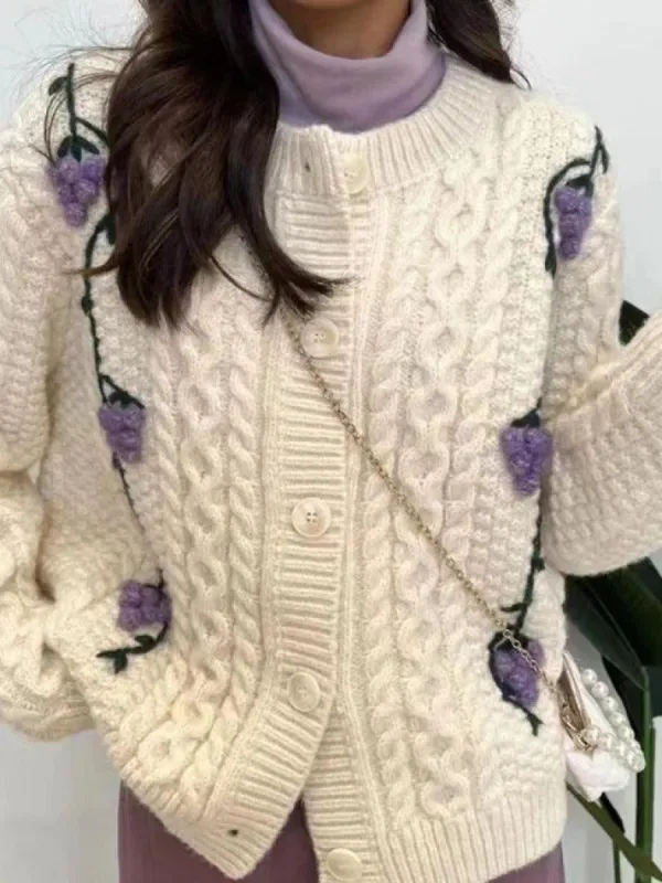 Grape crochet knitting decor cardigan sold by Streetwear Society