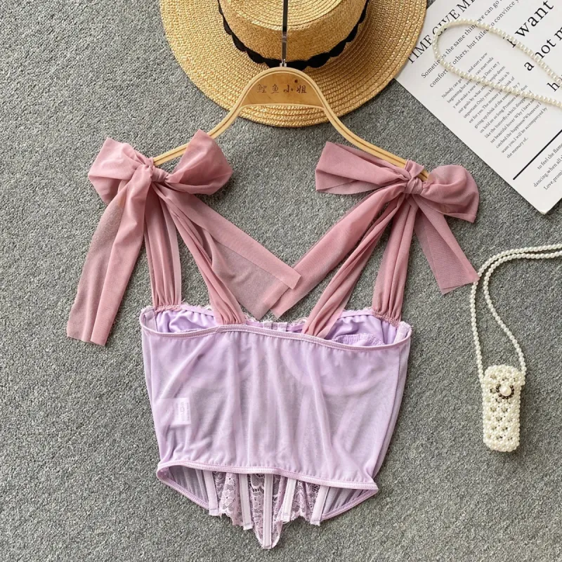 Soft Girl Sheer Lace Corset Top sold by Streetwear Society