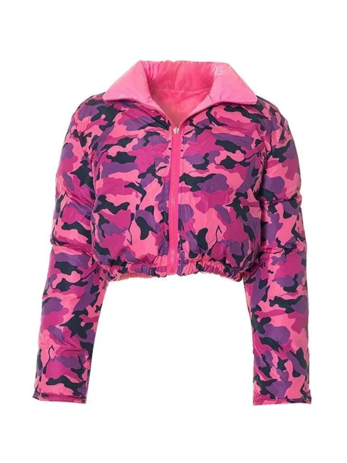 Camouflage Print Lapel Neck Zip Up Jacket sold by Streetwear Society product image thumbnail 3