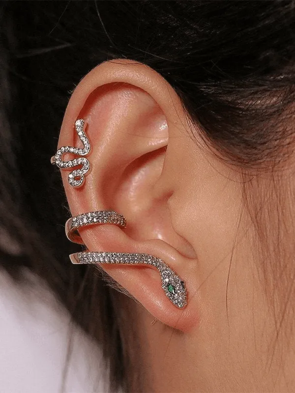 Snake Pattern and Rhinestone Earrings sold by Streetwear Society