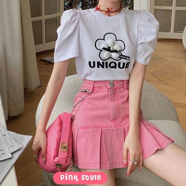 Barbie Pleated Denim Mini Skirt sold by Streetwear Society product image thumbnail 4