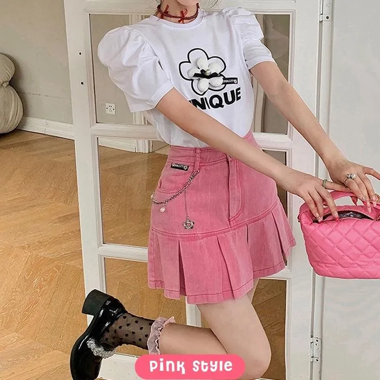 Barbie Pleated Denim Mini Skirt sold by Streetwear Society product image thumbnail 2