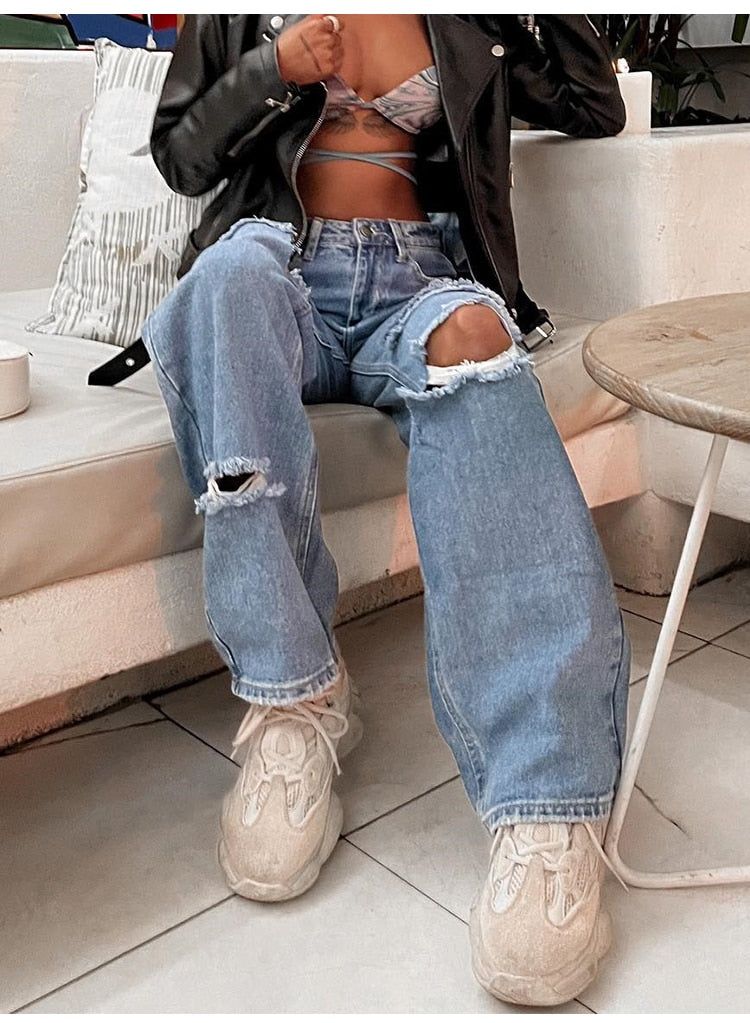 Vintage ripped high waist wide leg jeans sold by Streetwear Society product image thumbnail 3