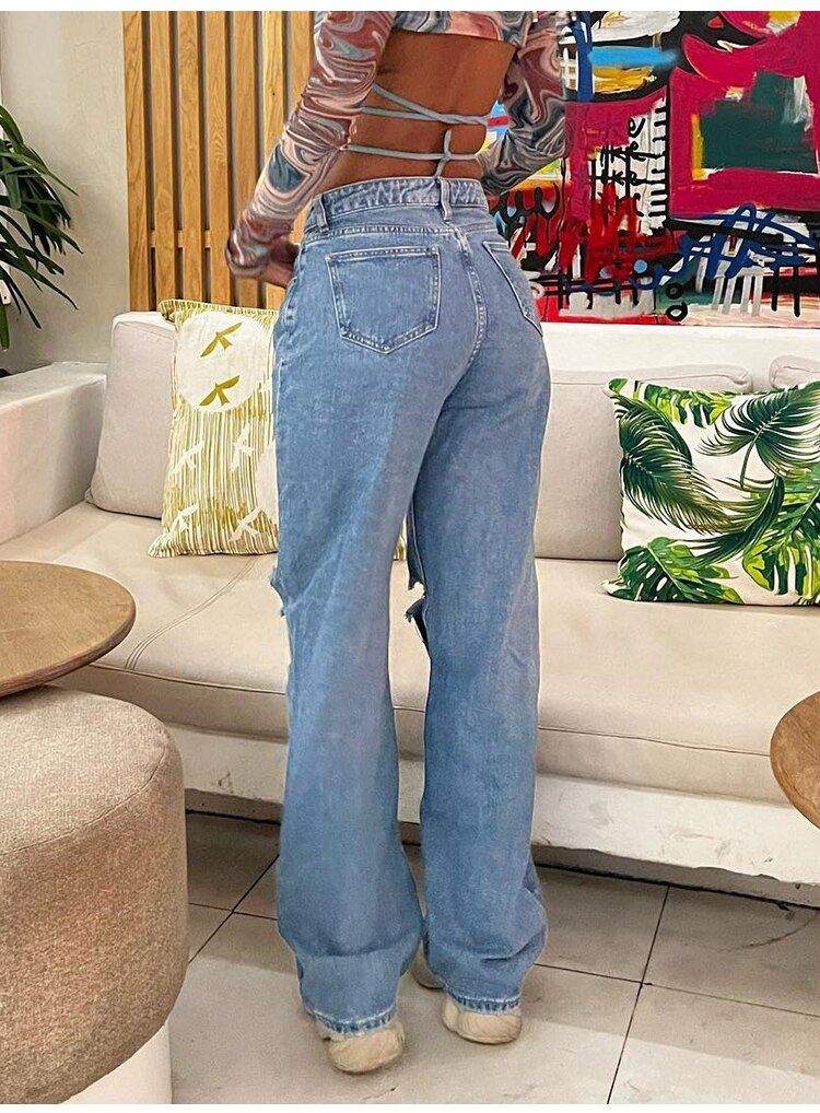 Vintage ripped high waist wide leg jeans sold by Streetwear Society product image thumbnail 2