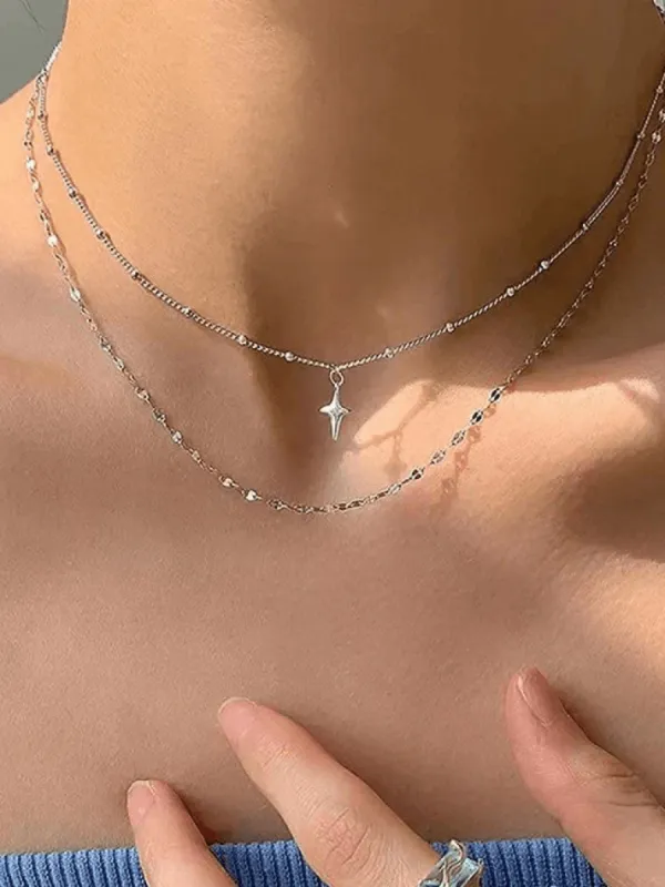 Double Layer Star Charm Necklace sold by Streetwear Society
