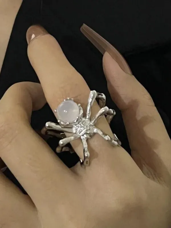 Stone decor spider cuff ring sold by Streetwear Society