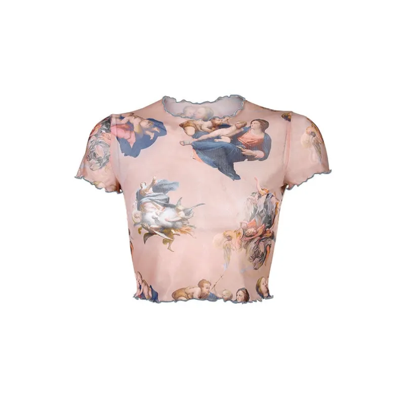 Cherub Print Crop Top sold by Streetwear Society