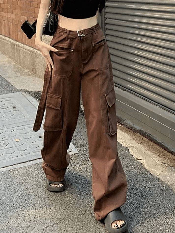 Boyfriend fit cargo jeans with belt sold by Streetwear Society product image thumbnail 2