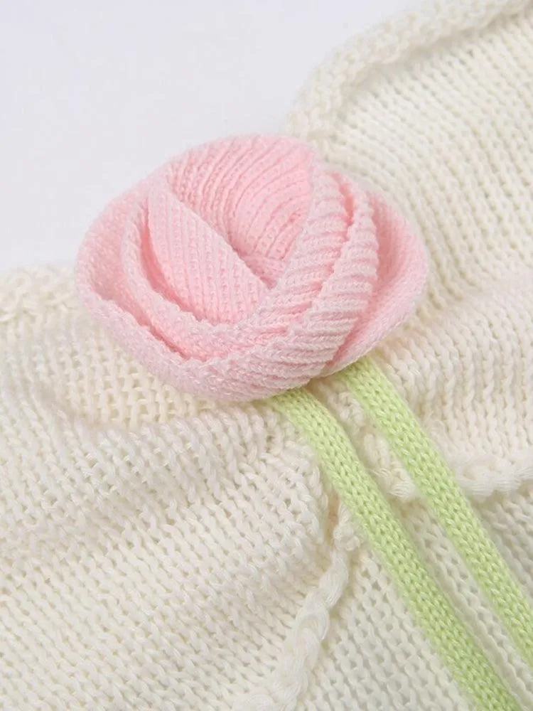 Rose Detailed Knitted Crop Top sold by Streetwear Society product image thumbnail 4