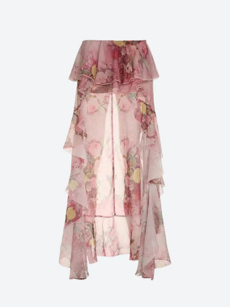 Floral Ruffled Mesh Mullet Skirt sold by Streetwear Society product image thumbnail 2