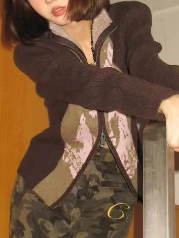 Vintage abstract print contrast color patch cardigan sold by Streetwear Society product image thumbnail 4