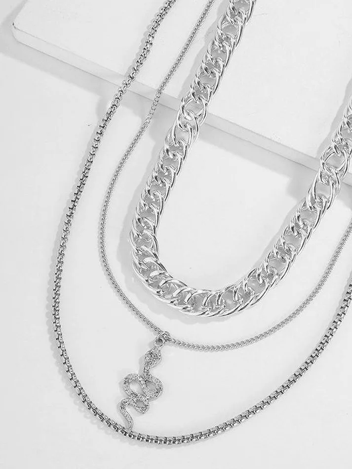 Multilayer necklace with snake decoration sold by Streetwear Society product image thumbnail 3