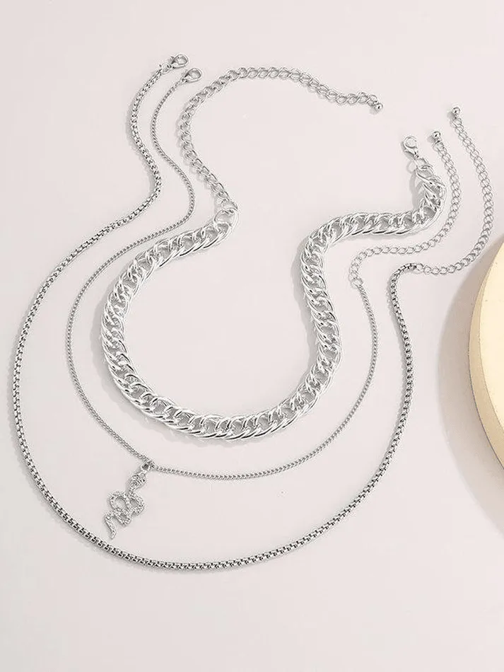 Multilayer necklace with snake decoration sold by Streetwear Society product image thumbnail 2