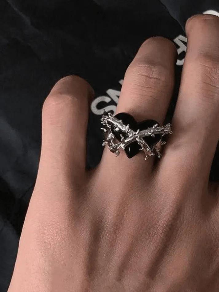 2pcs Heart Decor Cuff Ring sold by Streetwear Society product image thumbnail 3