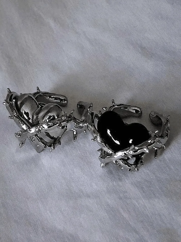 2pcs Heart Decor Cuff Ring sold by Streetwear Society product image thumbnail 4