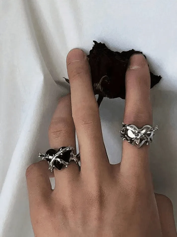 2pcs Heart Decor Cuff Ring sold by Streetwear Society