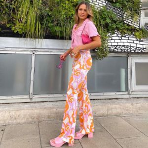 High Waist Printed Flare Pants sold by Streetwear Society