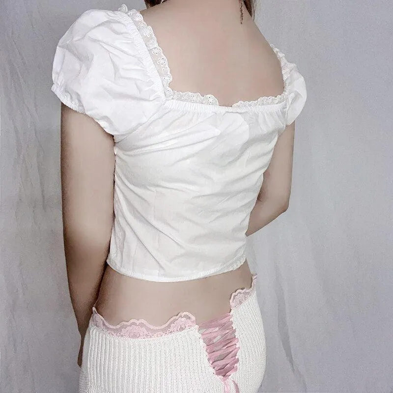 Coquette Puff Sleeve Crop Top sold by Streetwear Society product image thumbnail 2
