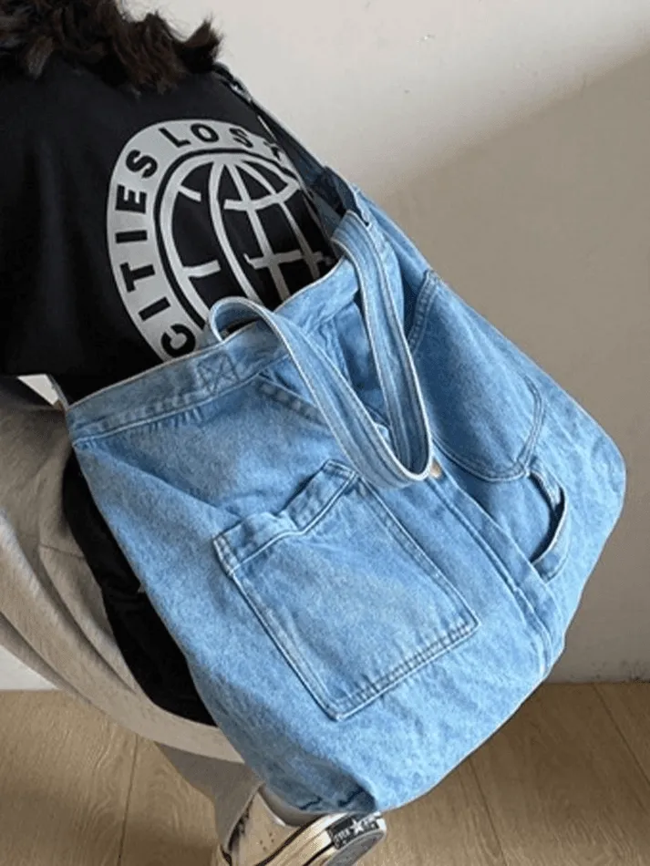 Large vintage denim tote bag sold by Streetwear Society product image thumbnail 5