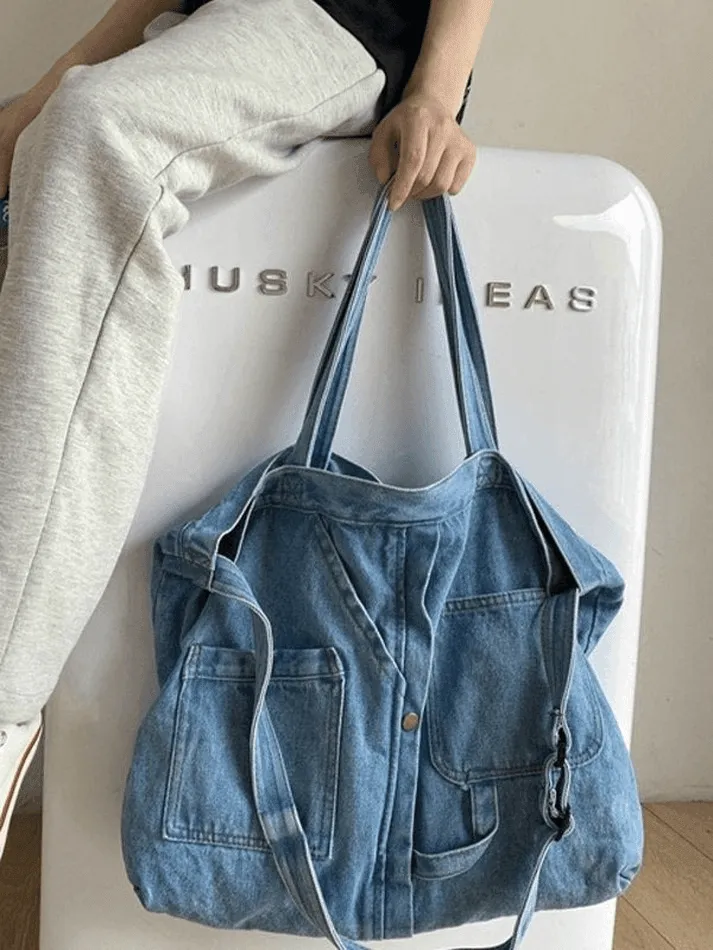 Large vintage denim tote bag sold by Streetwear Society product image thumbnail 4