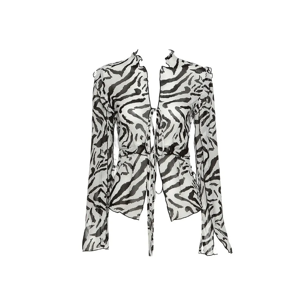 Zebra Print Mesh Top sold by Streetwear Society product image thumbnail 2