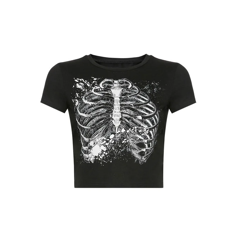 Black Skeleton Crop Top sold by Streetwear Society