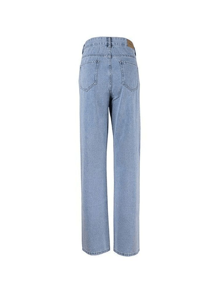 Faded Blue Ripped Knee Straight Leg Jeans sold by Streetwear Society product image thumbnail 5