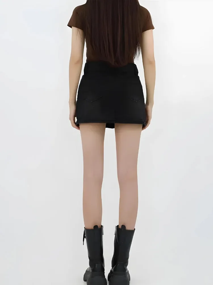 Lace Up Belted Denim Mini Skort sold by Streetwear Society product image thumbnail 2