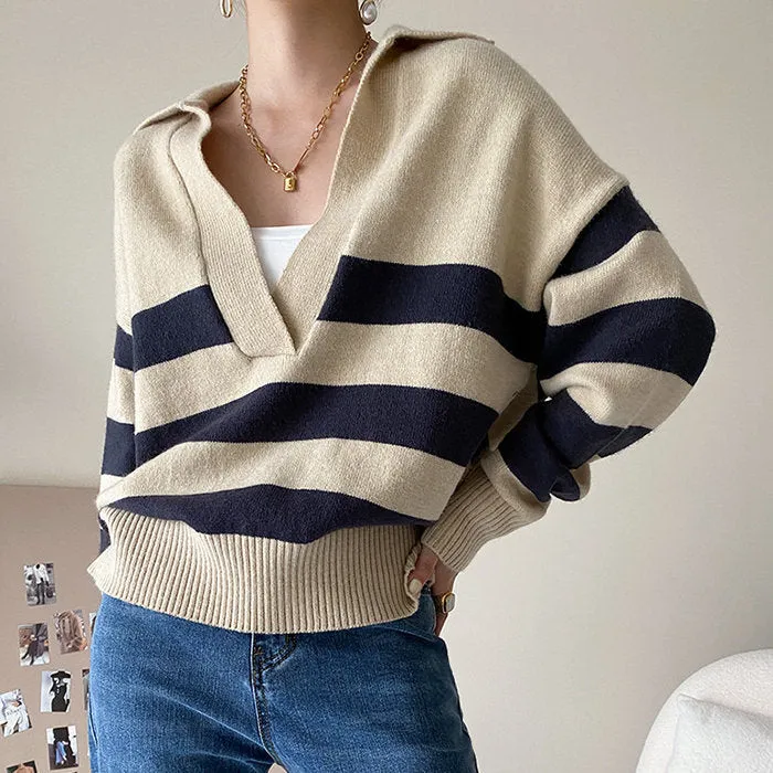Preppy Collar Striped Pullover sold by Streetwear Society product image thumbnail 2