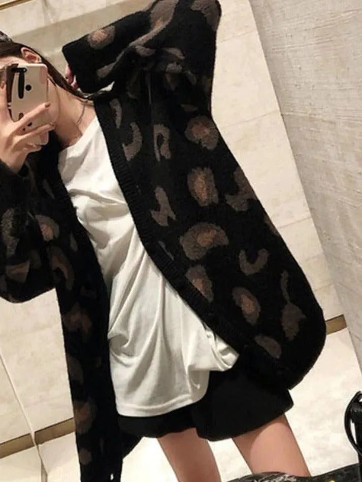 Leopard print loose cardigan sold by Streetwear Society product image thumbnail 4