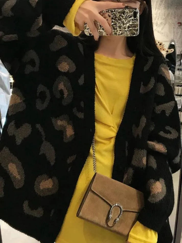 Leopard print loose cardigan sold by Streetwear Society
