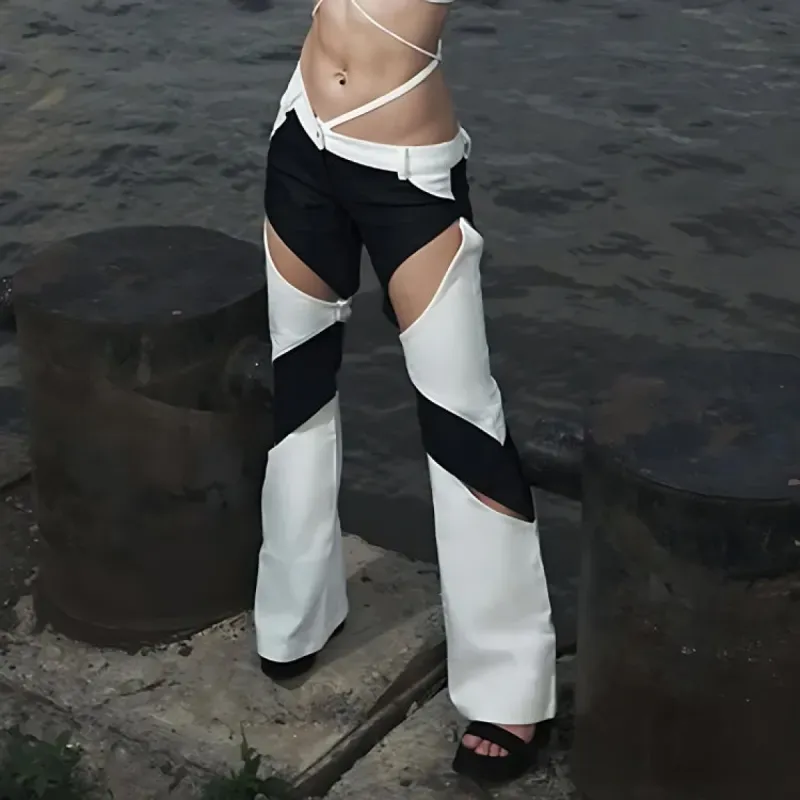 Baddie Patchwork Cut-Out Festival Pants sold by Streetwear Society