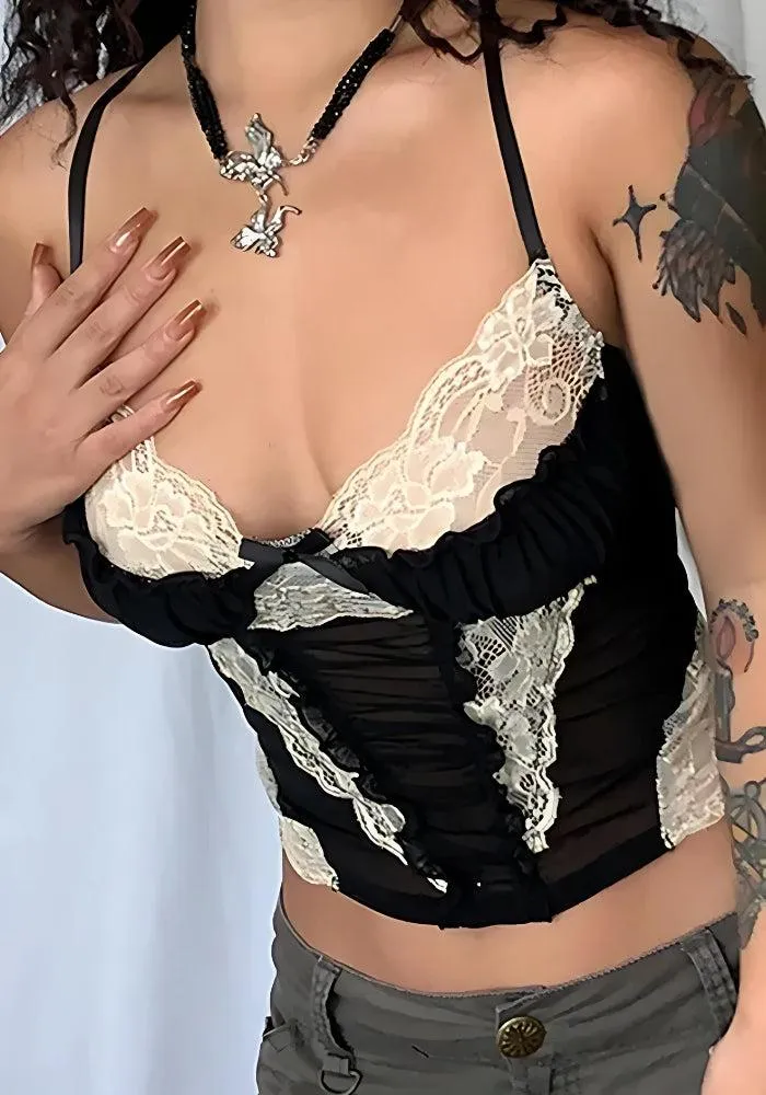 Y2K Lace Sheer Cropped Top sold by Streetwear Society product image thumbnail 2