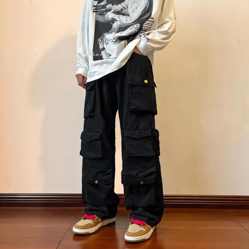 Multi-pocket Cargo Pants - Vintage Streetwear Style sold by Streetwear Society