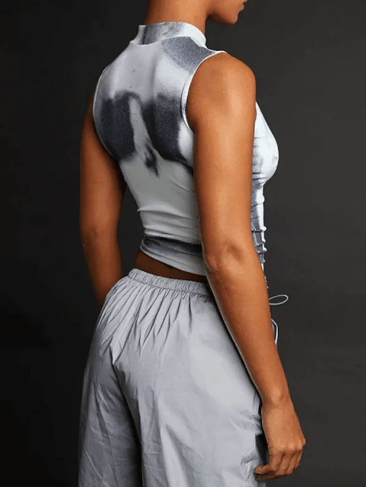 Abstract Print Cropped Tank Top sold by Streetwear Society product image thumbnail 4