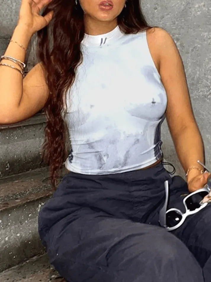 Abstract Print Cropped Tank Top sold by Streetwear Society product image thumbnail 3