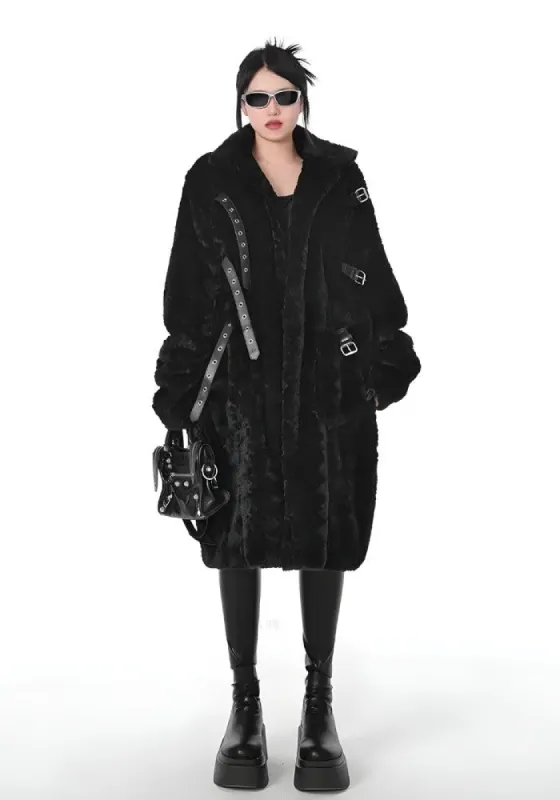 Gothic Faux Fur Fluffy Long Jacket sold by Streetwear Society