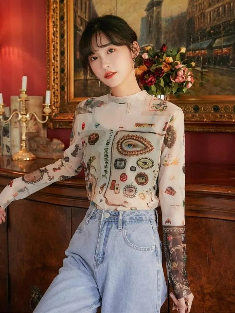 Vintage Symbols Sheer Top sold by Streetwear Society product image thumbnail 3