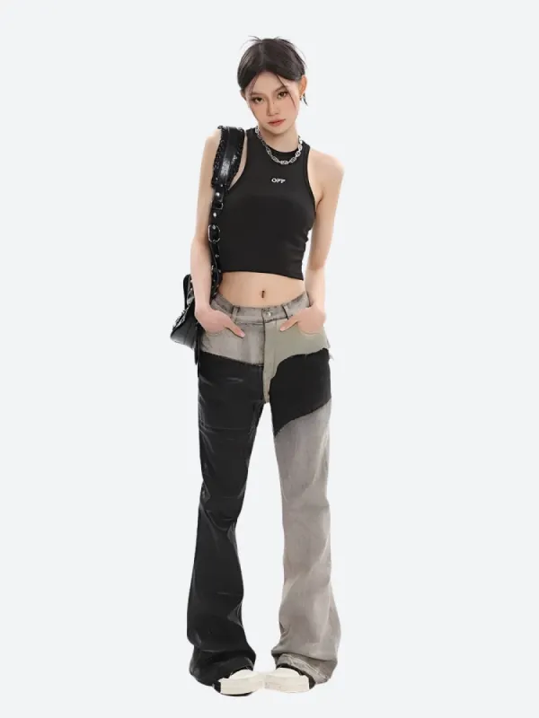 Y2K Grunge Patchwork Flare Pants sold by Streetwear Society