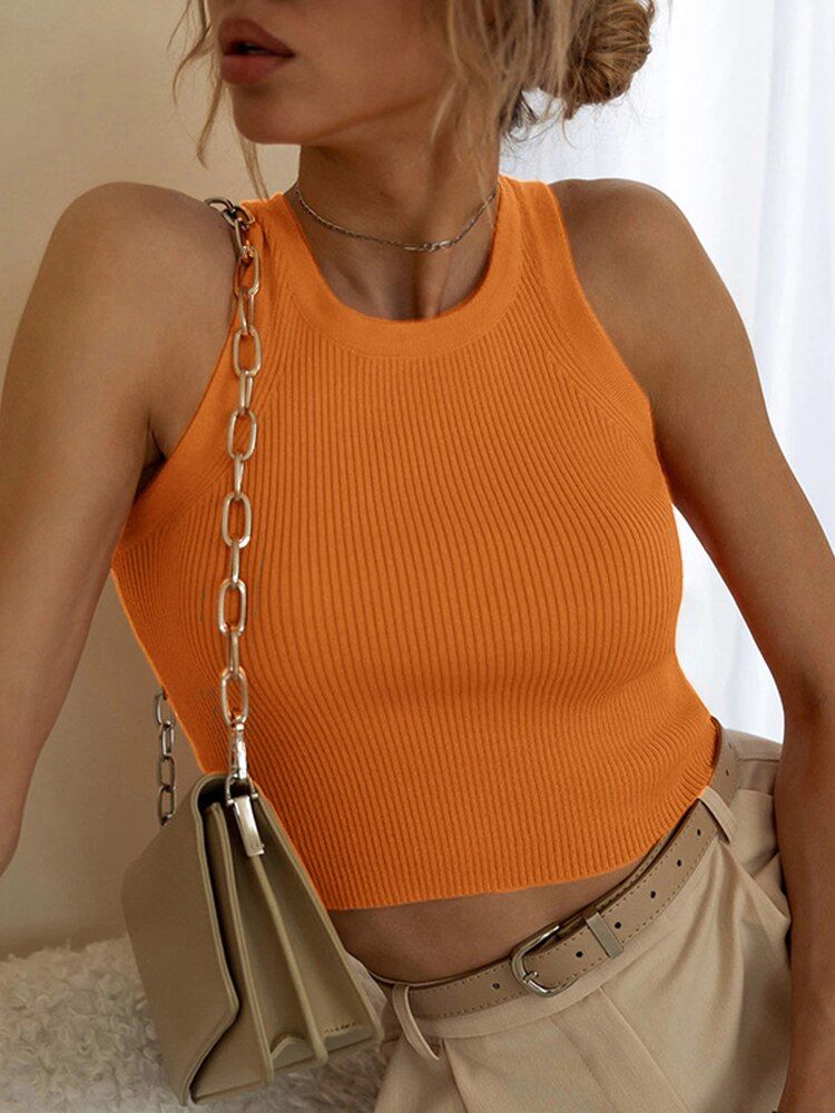 Ribbed Knitted Summer Basic Tank Top sold by Streetwear Society product image thumbnail 15