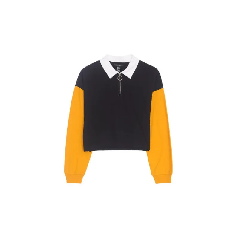 Color Block Zip Up Tee sold by Streetwear Society