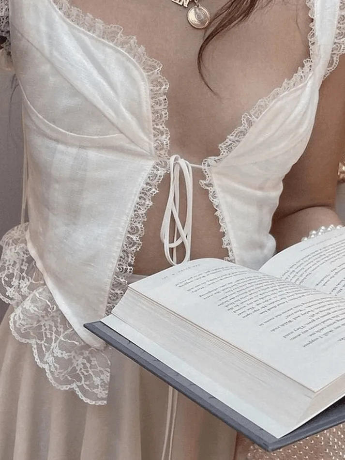 Lace Trim Ruffle Crop Tank Top sold by Streetwear Society product image thumbnail 3