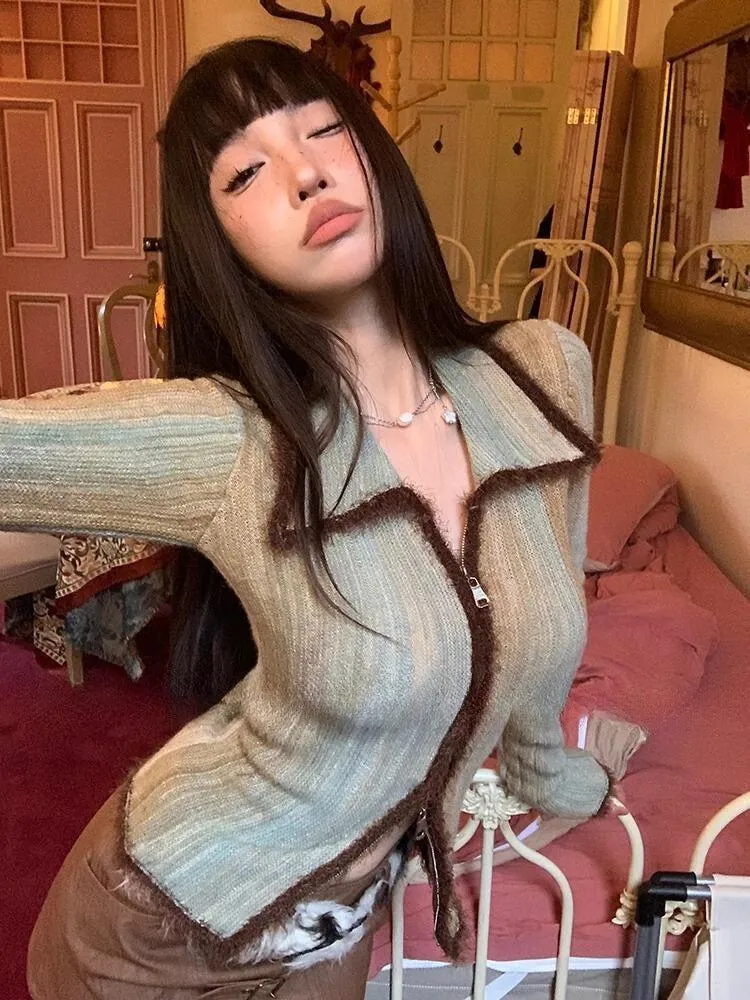 Acubi Fluffy Double Zip-Up Cardigan sold by Streetwear Society product image thumbnail 5