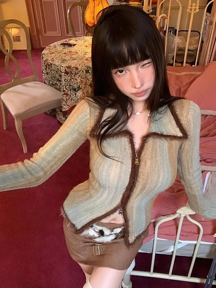 Acubi Fluffy Double Zip-Up Cardigan sold by Streetwear Society product image thumbnail 4